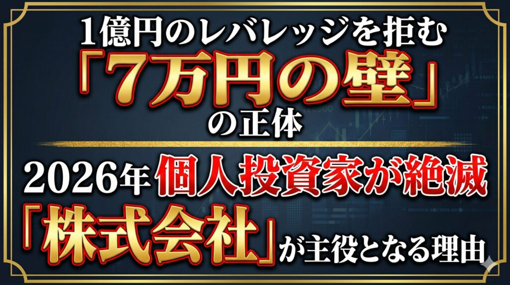 1億円のレバレッジを拒む「7万円の壁」の正体 2026年、個人投資家が絶滅し「株式会社」が資産形成の主役となる理由