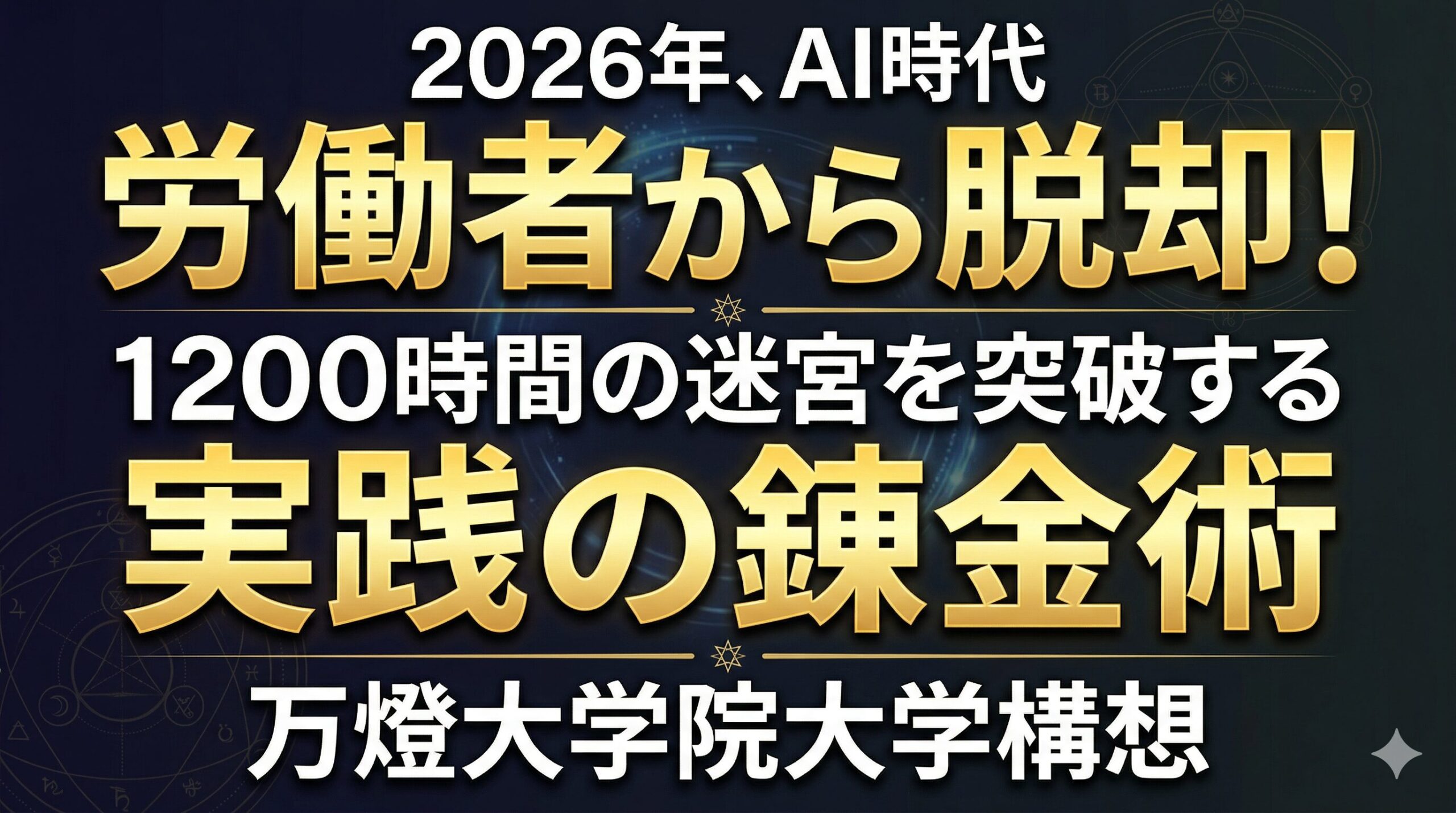 1200時間の迷宮を突破する「実践の錬金術」 2026年、AI時代に労働者から脱却するための万燈大学院大学構想