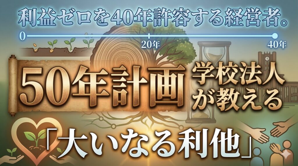利益ゼロを40年許容する経営者。50年計画の学校法人が教える「大いなる利他」
