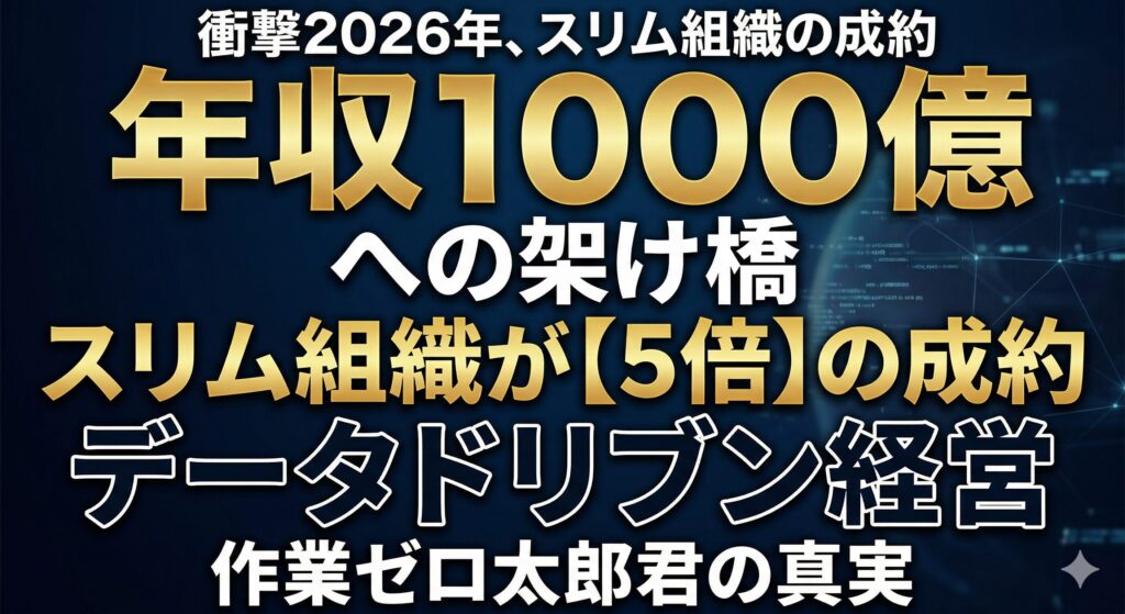 年収1000億への架け橋、作業ゼロ太郎君の衝撃 2026年、スリムな組織が5倍の成約を叩き出す「データドリブン経営」の真実