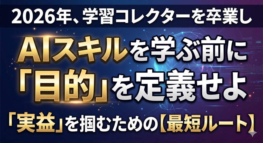 AIスキルを学ぶ前に「目的」を定義せよ 2026年、学習コレクターを卒業し「実益」を掴むための最短ルート