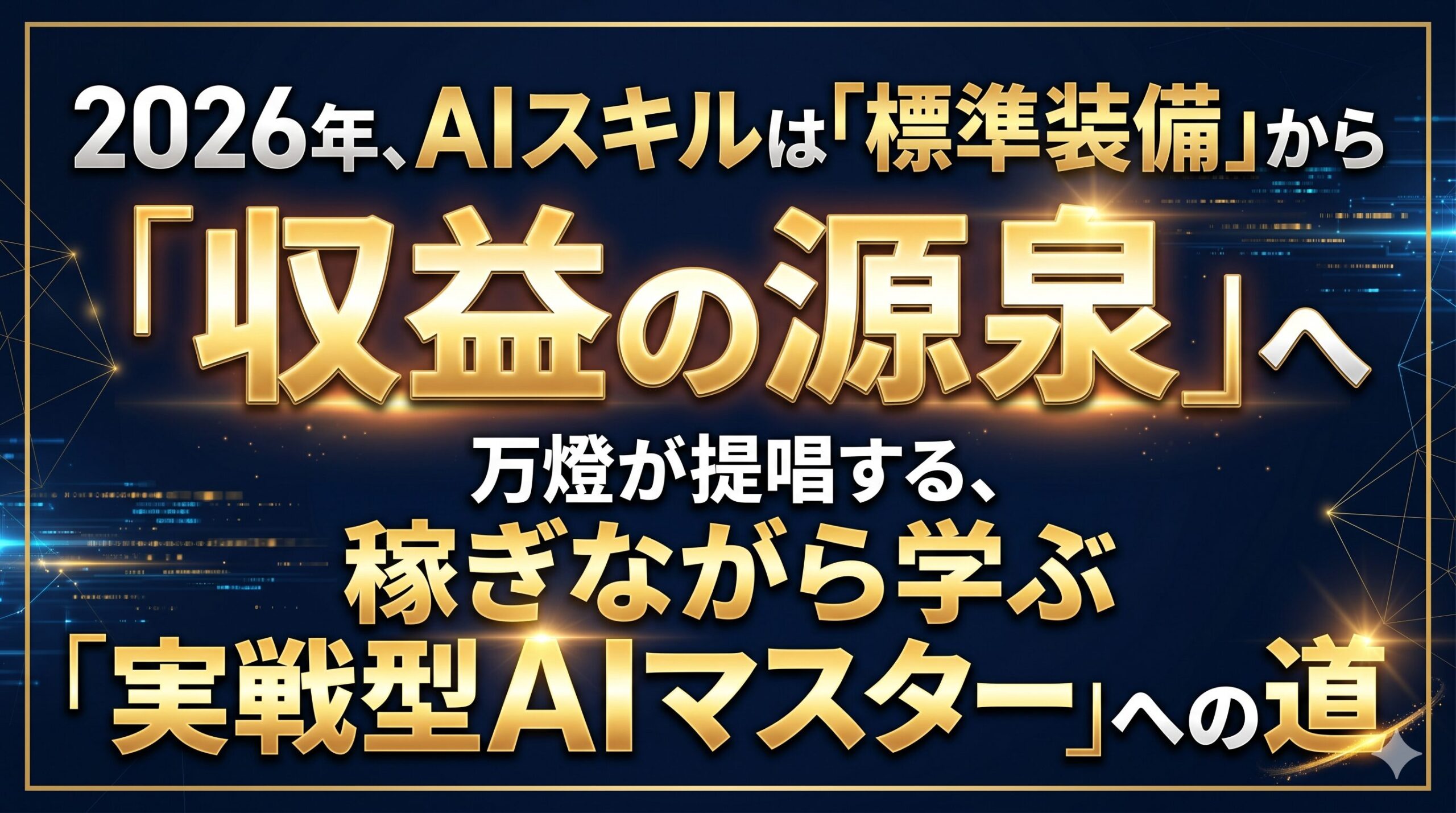 2026年、AIスキルは「標準装備」から「収益の源泉」へ 万燈（Bantou）が提唱する、稼ぎながら学ぶ「実戦型AIマスター」への道