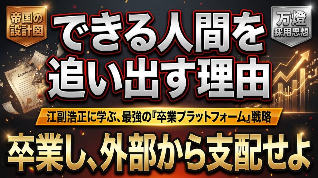 【思想】なぜ万燈は、できる人間ほど「早く会社から追い出す」のか ―― 江副浩正に学ぶ、リクルート帝国の裏設計図