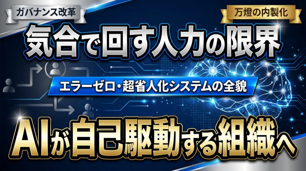 【ガバナンス改革】気合で回す「人力」からの完全脱却 ―― AIを自己駆動させた万燈が、半年間で到達した「エラーゼロ・超省人化システム」の全貌