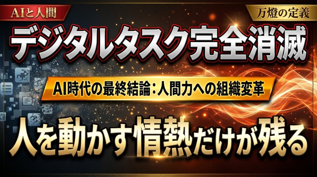 【本質】AIがデジタルタスクを消滅させた世界で、唯一残る人間の仕事 ―― 万燈が定義する「人をやる気にさせる唯一の存在」への組織トランスフォーメーション