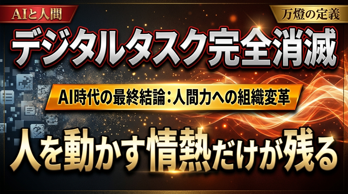 【本質】AIがデジタルタスクを消滅させた世界で、唯一残る人間の仕事 ―― 万燈が定義する「人をやる気にさせる唯一の存在」への組織トランスフォーメーション