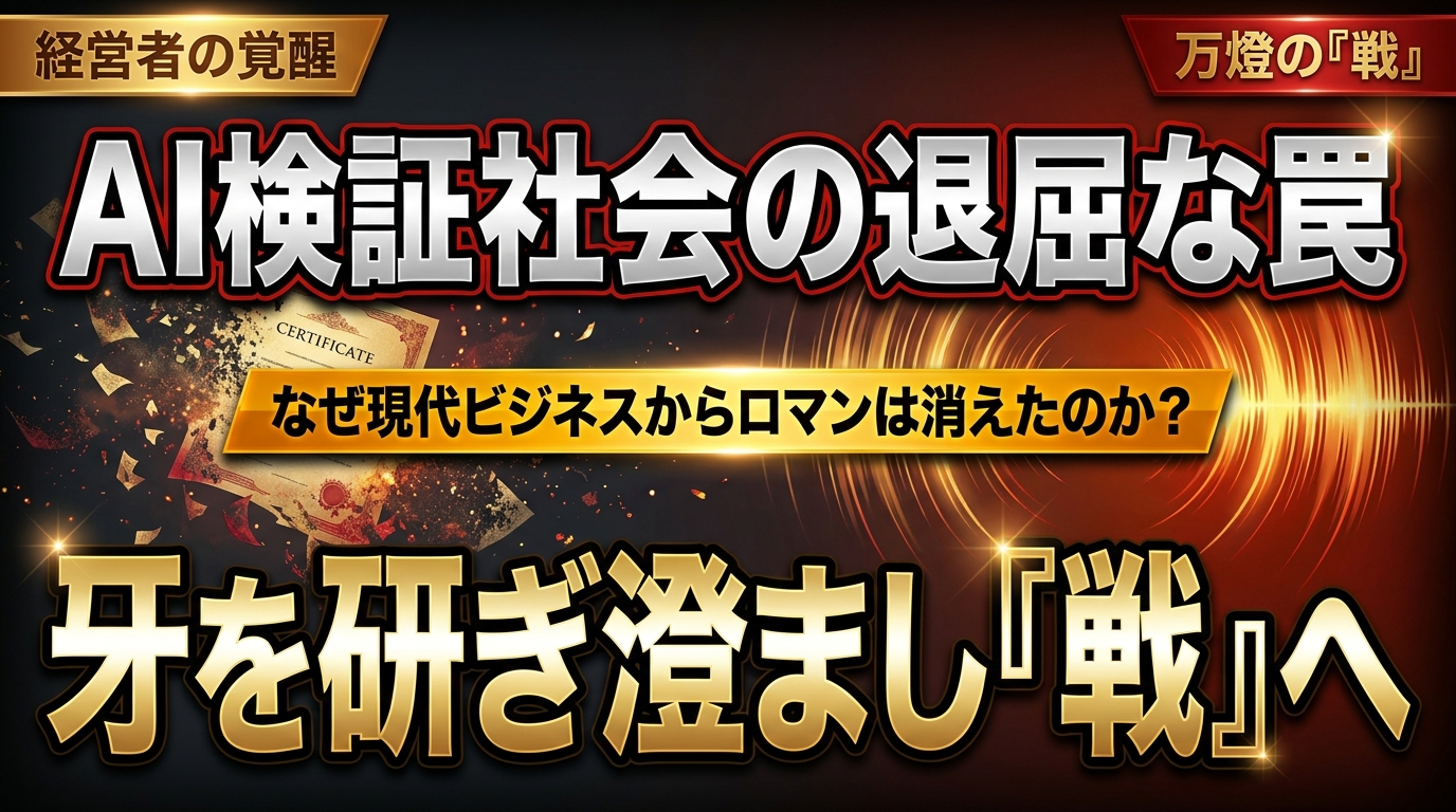 【視座】なぜ現代のビジネスには「ロマン」が消えたのか? ―― 3年ぶりの異業種交流会で確信した、AI検証社会のバグと万燈が「戦(いくさ)」に拘る理由