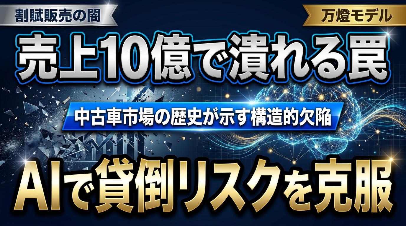 【分析】中古車割賦販売の歴史が示す「売上10億の壁」 ―― 貸倒・回収リスクをAIで克服する大企業設計の万燈モデル