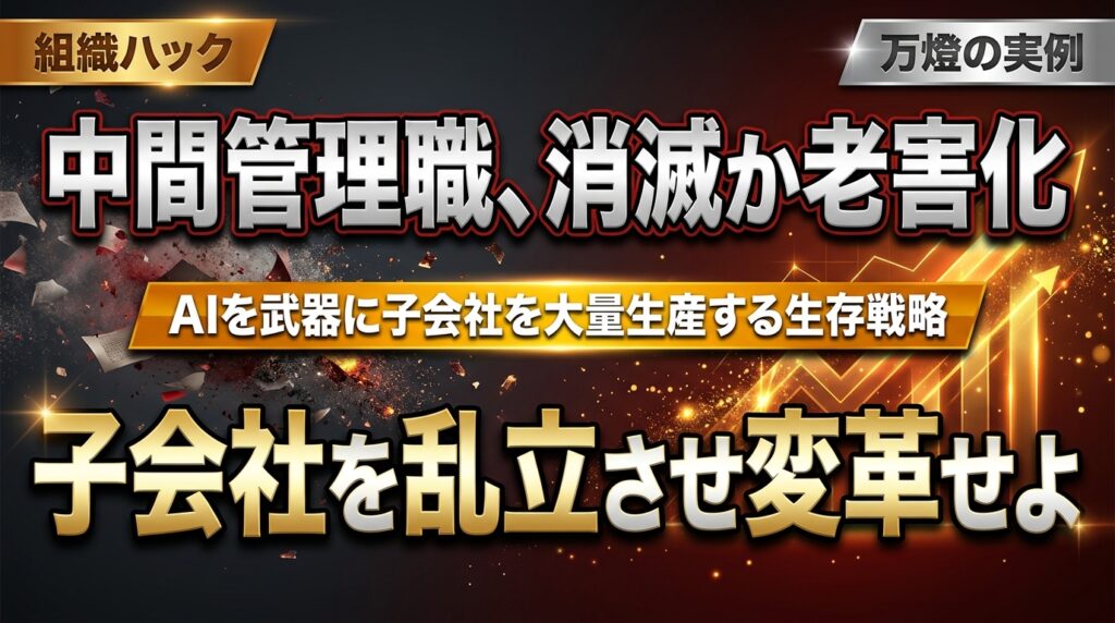 【四面楚歌】伝統製造業の「中間管理職」を救う唯一の生存戦略 ―― AIを武器に子会社を乱立させ、組織を『1人社長×AIエージェントの連合軍』へ変革せよ