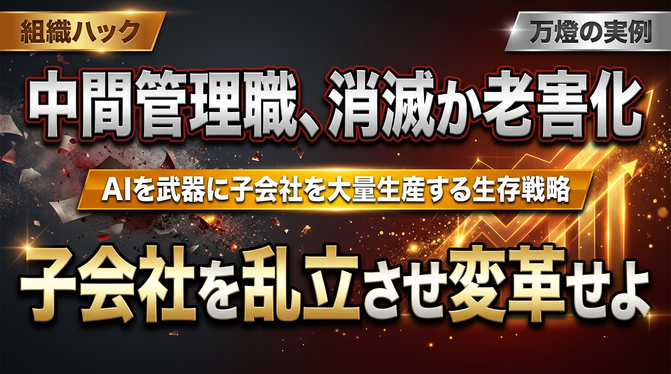 【四面楚歌】伝統製造業の「中間管理職」を救う唯一の生存戦略 ―― AIを武器に子会社を乱立させ、組織を『1人社長×AIエージェントの連合軍』へ変革せよ
