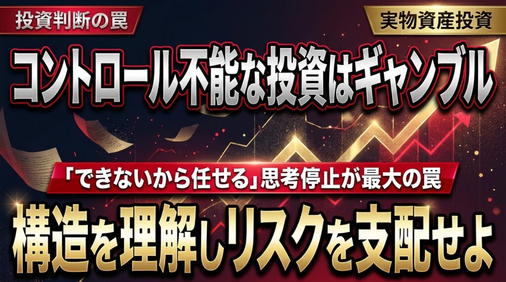 【投資判断】「自分でコントロールできない投資はギャンブルである」 ―― 幻冬舎ゴールドオンラインイベントでの相談から見る失敗しないアセット選び