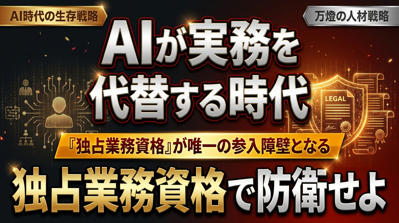【人材戦略】万燈で巻き起こる「資格試験ブーム」の真意 ―― AIが実務を代替する時代に『独占業務資格』が唯一の参入障壁となる理由