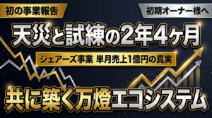 【事業開示】シェアーズ単月売上1億円の突破と初の「オーナー会」開催 ―― 天災と試練を乗り越え、初期オーナー様へ捧げる感謝と真実の事業報告