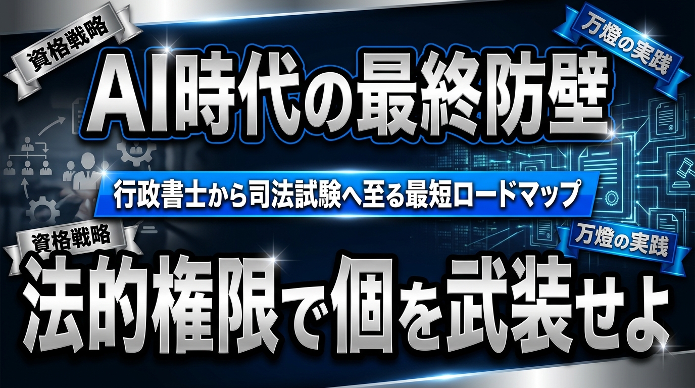 【資格戦略】AIを極めた先に行き着く「司法試験」へのロードマップ ―― 行政書士・宅建・貸金業務取扱主任者から築く最強の法的防壁