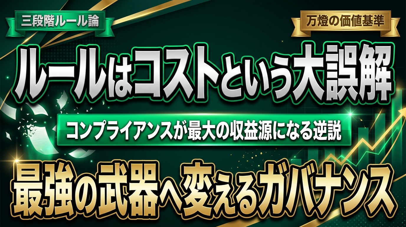 【ガバナンス】コンプライアンスを一円にもならないルールから「最大の競合優位性」へ ―― 万燈が定義する価値基準と三段階のルール論