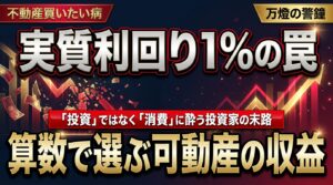 【警鐘】実質利回り1%に群がる「不動産買いたい病」の罠 ―― 算数すら崩壊した投資ムーブメントと可動産（カドさん）の圧倒的収益差